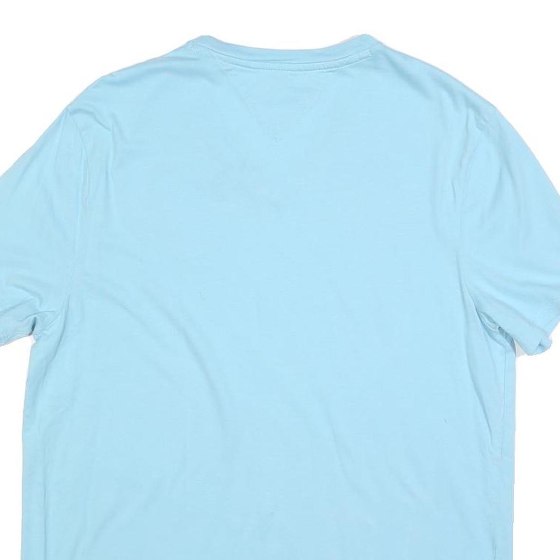 TOMMY HILFIGER Womens Blue V-Neck T-Shirt M Cotton Blend Short Sleeve Casual