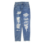 AMERICAN EAGLE Distressed Womens Jeans Blue Regular Mom Stone Wash W26 L28