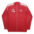 ADIDAS Mens Red Polyester Jacket L Zip Plain Sports Coaching Logo