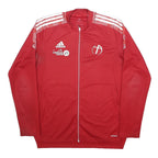 ADIDAS Mens Red Polyester Jacket L Zip Plain Sports Coaching Logo