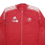 ADIDAS Mens Red Polyester Jacket L Zip Plain Sports Coaching Logo