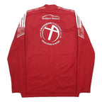 ADIDAS Mens Red Polyester Jacket L Zip Plain Sports Coaching Logo