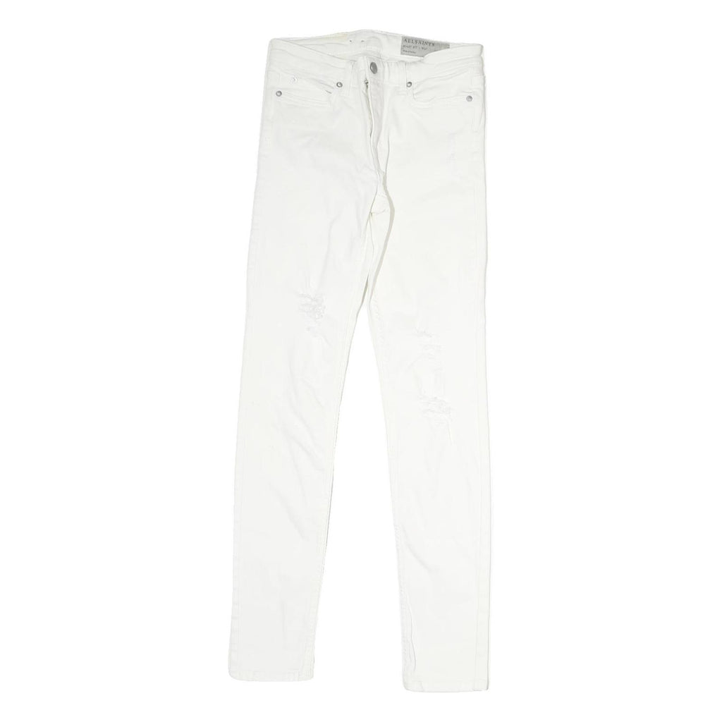 ALL SAINTS Mens Slim White Cotton Denim Slim Jeans W27 L26 Clean Casual Style