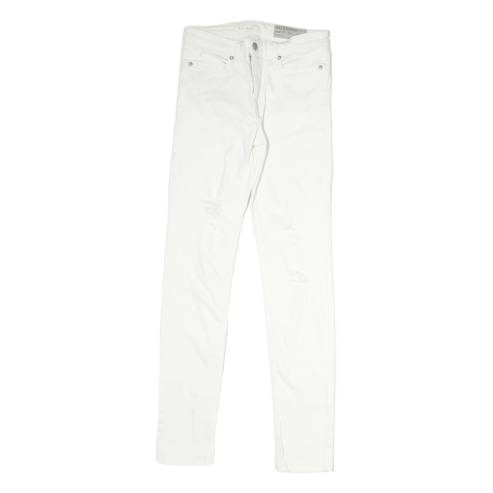 ALL SAINTS Mens Slim White Cotton Denim Slim Jeans W27 L26 Clean Casual Style