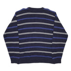 TOMMY HILFIGER Mens Blue & White Patterned Jumper Crew Neck Basic Knit L Striped
