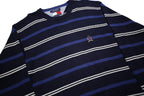 TOMMY HILFIGER Mens Blue & White Patterned Jumper Crew Neck Basic Knit L Striped