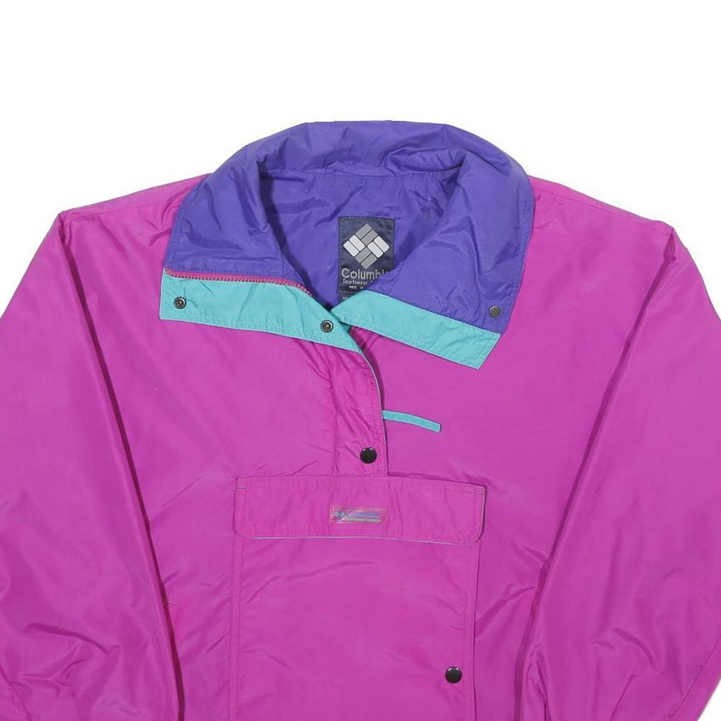 COLUMBIA Womens Purple & Turquoise Windbreaker Jacket M Nylon Plain Lightweight