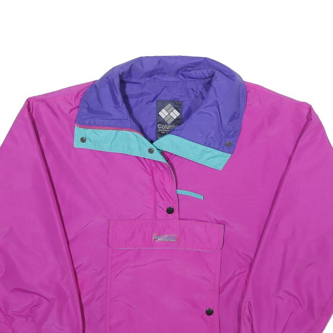 COLUMBIA Womens Purple & Turquoise Windbreaker Jacket M Nylon Plain Lightweight