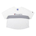 CHAMPION Womens White & Navy Graphic Crew Neck L Cotton Blend Casual Sweatshirt