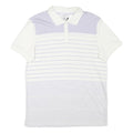 CALVIN KLEIN Mens White & Lilac Striped Polo Shirt M Cotton Blend Short Sleeve