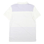 CALVIN KLEIN Mens White & Lilac Striped Polo Shirt M Cotton Blend Short Sleeve