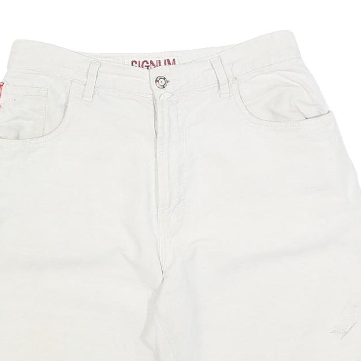 SIGNUM Mens Shorts White Casual Cotton Blend M W30 Comfortable Fit