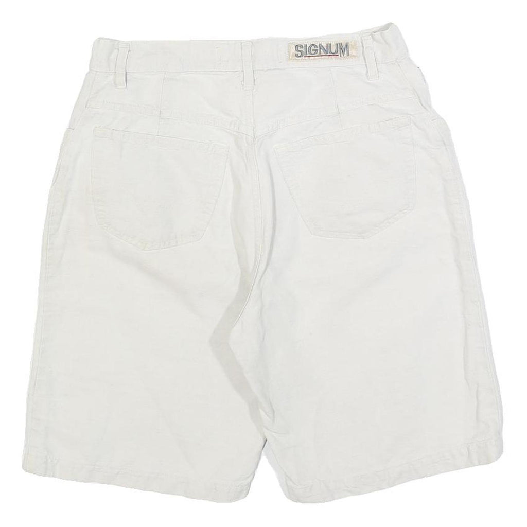SIGNUM Mens Shorts White Casual Cotton Blend M W30 Comfortable Fit
