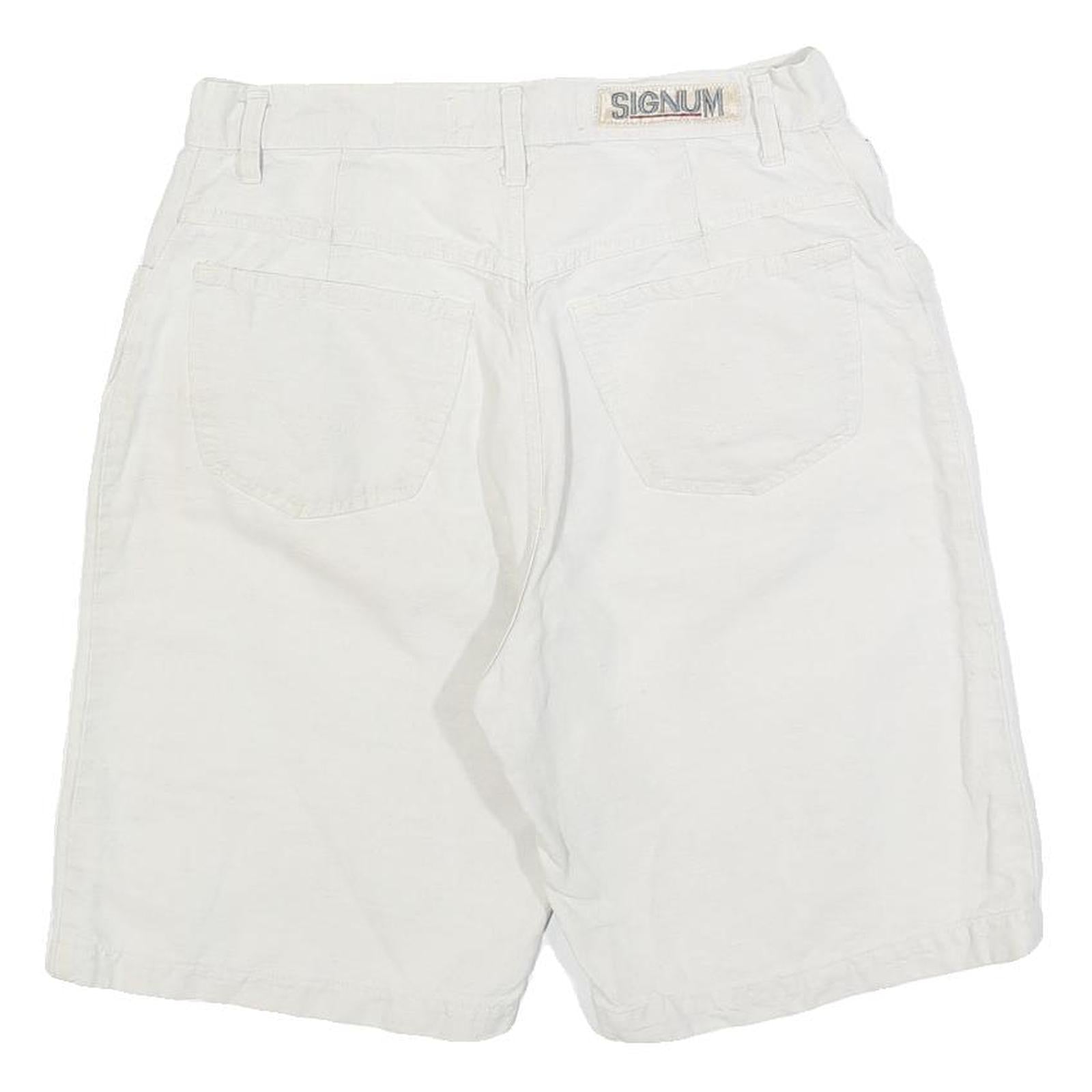 SIGNUM Mens Shorts White Casual Cotton Blend M W30 Comfortable Fit