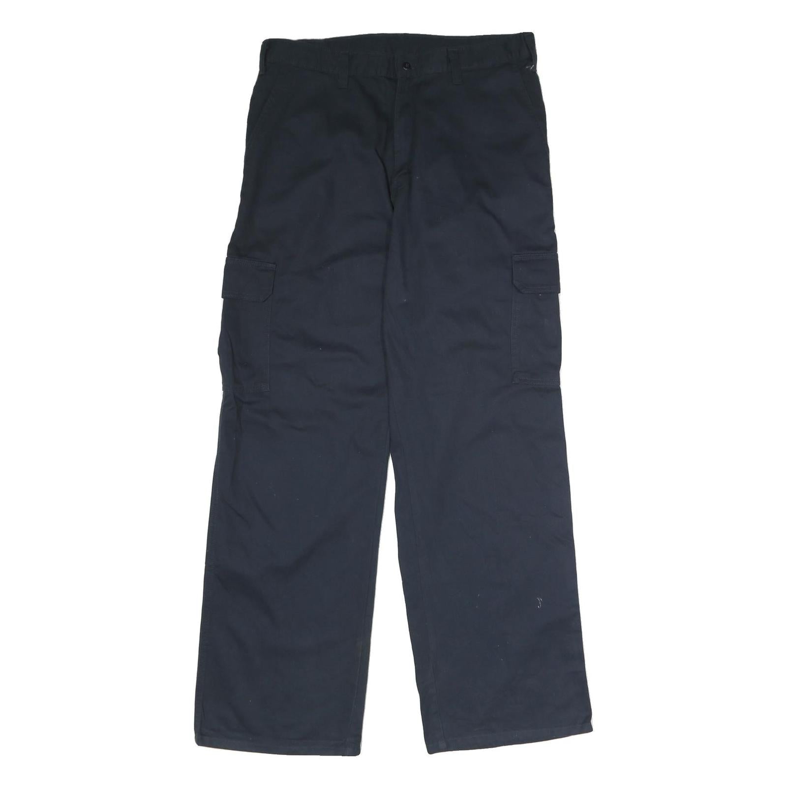 DICKIES Mens Cotton Black Relaxed Straight Trousers W34 L32 Workwear Cargo