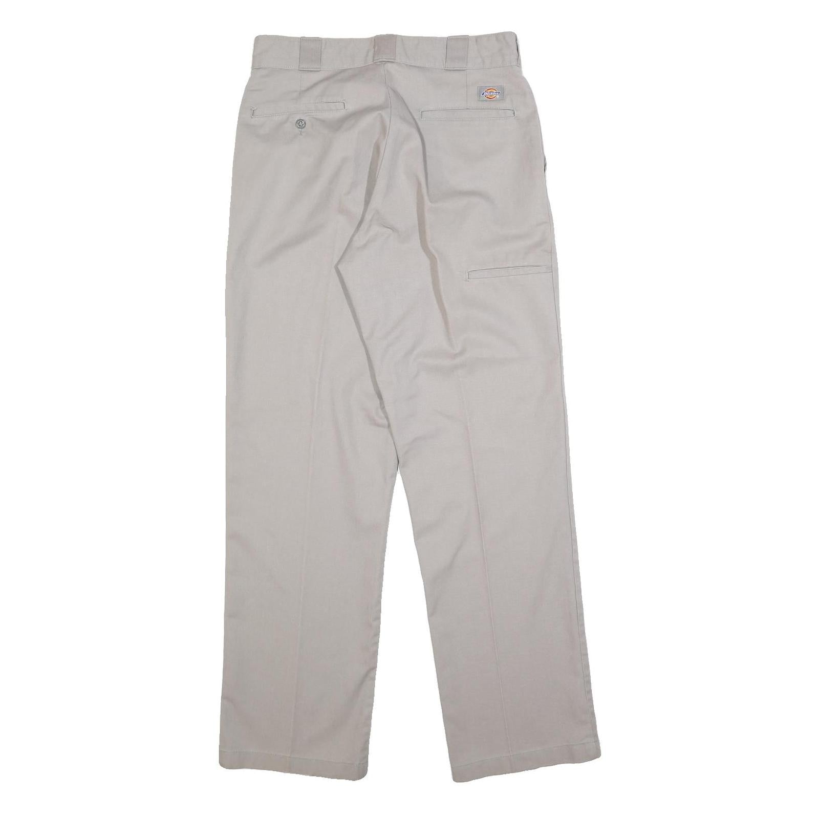 DICKIES Mens Cotton Blend Beige Regular Fit Straight Leg Trousers W30 L32