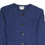 JEAN ST LOUIS Womens Blue & Black Houndstooth Coach Jacket L Polyester Blend