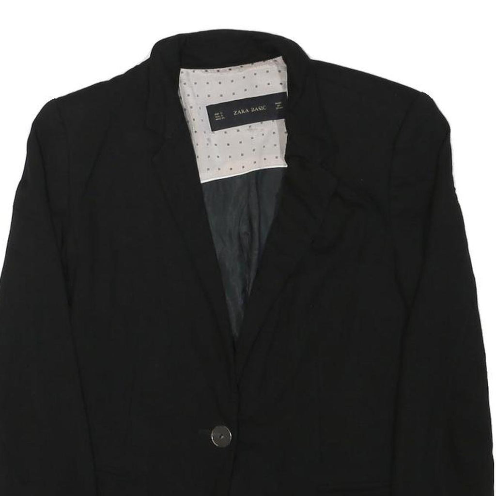 ZARA BASIC Womens Black Jacket S Polyester Blend Button Closure Tailored Plain
