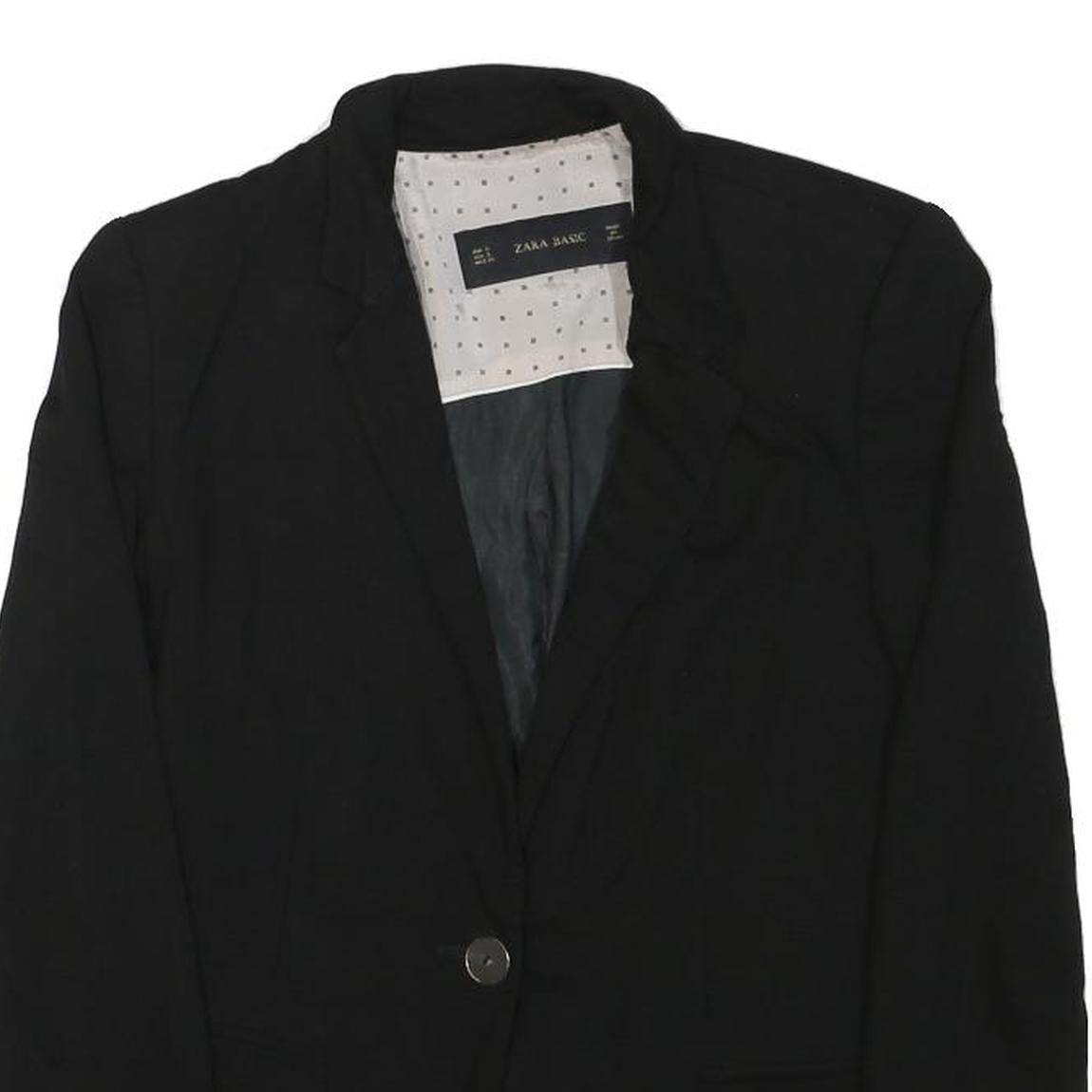 ZARA BASIC Womens Black Jacket S Polyester Blend Button Closure Tailored Plain