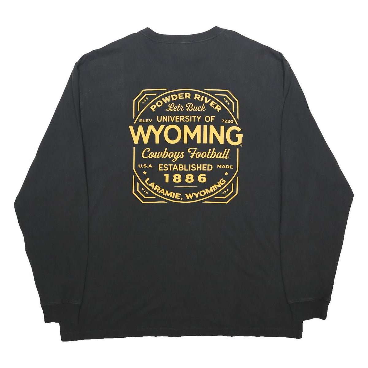 CARHARTT Mens Black & Yellow Wyoming Cowboys Football Long Sleeve Crew Neck XL