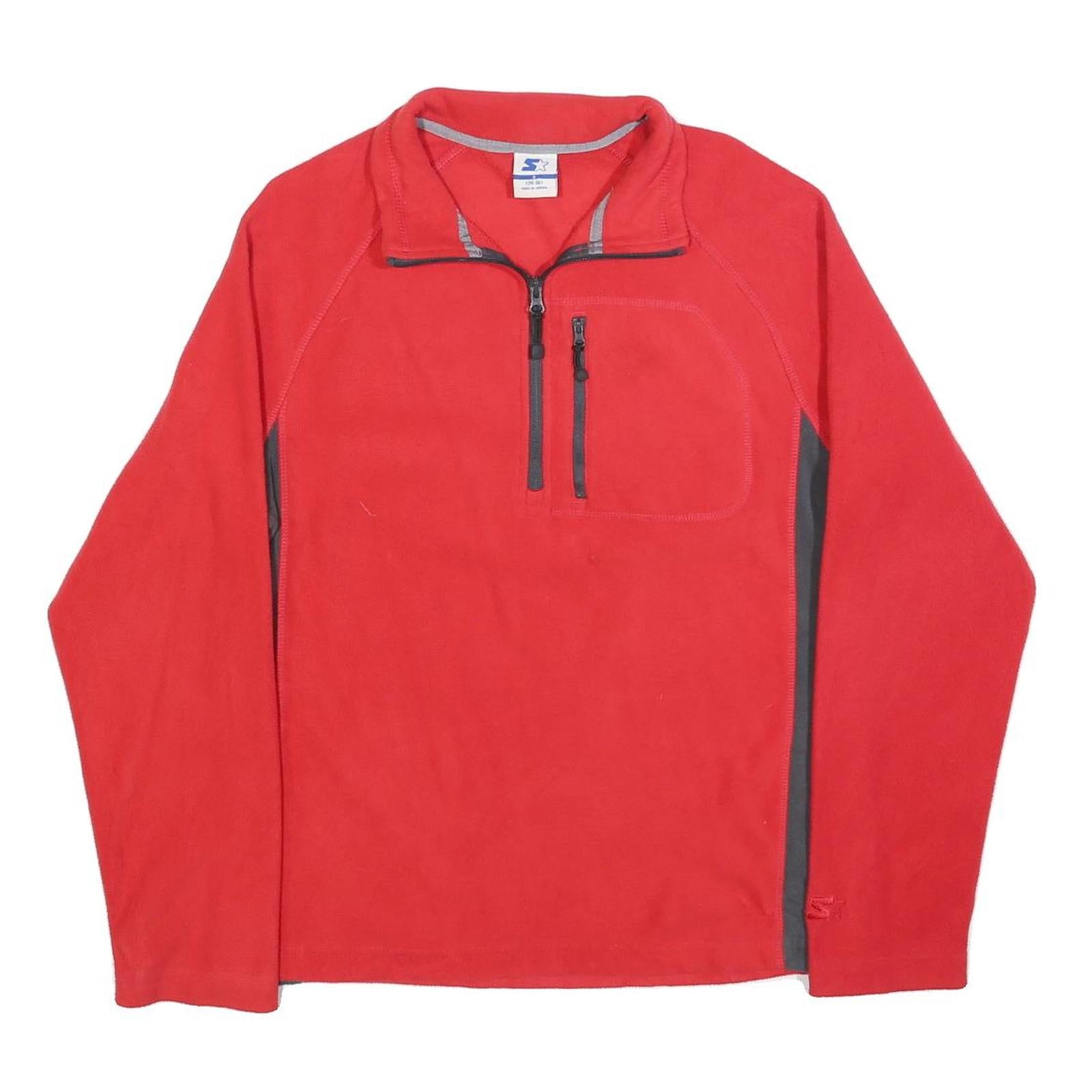 STARTER Mens Red & Grey Sports Style Jumper Pullover Plain Crew Neck Basic Knit