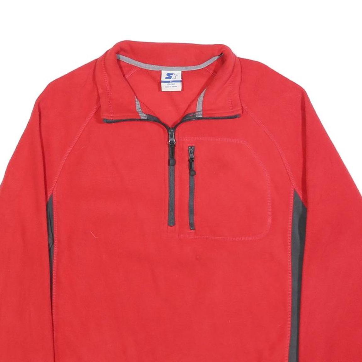 STARTER Mens Red & Grey Sports Style Jumper Pullover Plain Crew Neck Basic Knit