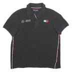 TOMMY HILFIGER Womens Black Formula One Team Short Sleeve Polo Shirt M Racing