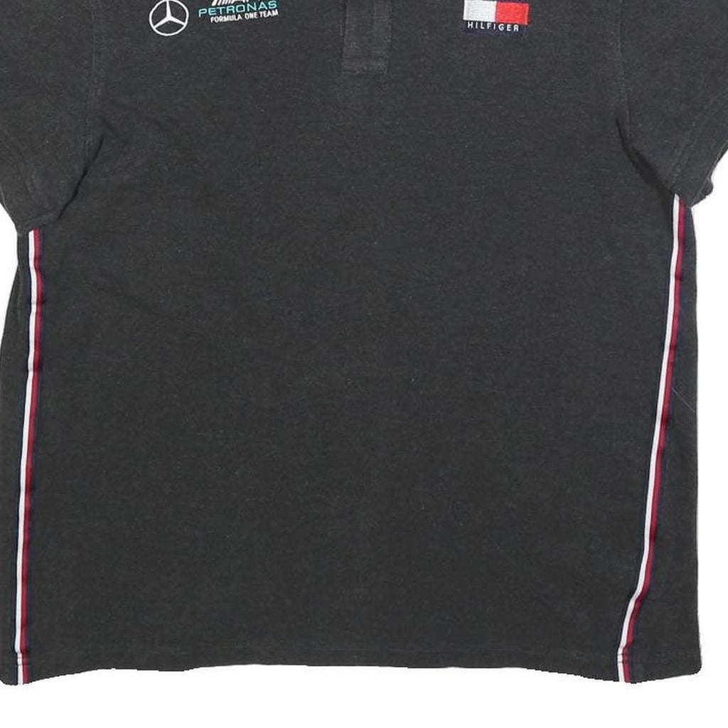 TOMMY HILFIGER Womens Black Formula One Team Short Sleeve Polo Shirt M Racing