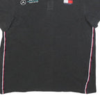 TOMMY HILFIGER Womens Black Formula One Team Short Sleeve Polo Shirt M Racing