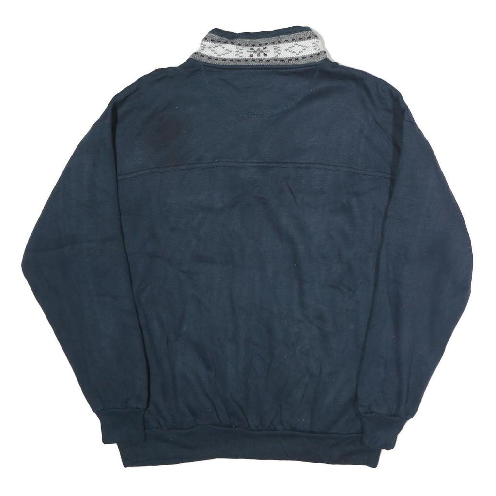 J.B BUCK Mens Blue & Grey Half Zip XL Cotton Sweatshirt Casual Retro Knitted