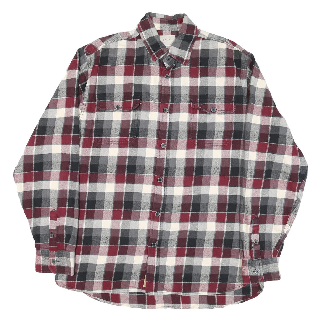 JACHS Mens Red & Black Check Shirt M Cotton Blend Long Sleeve Casual