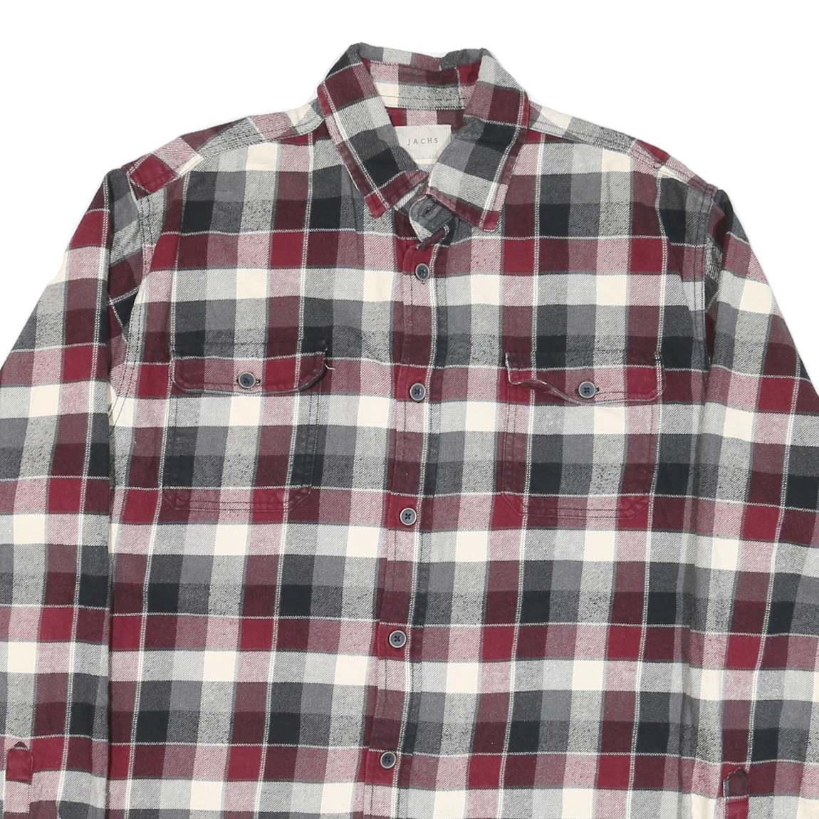JACHS Mens Red & Black Check Shirt M Cotton Blend Long Sleeve Casual