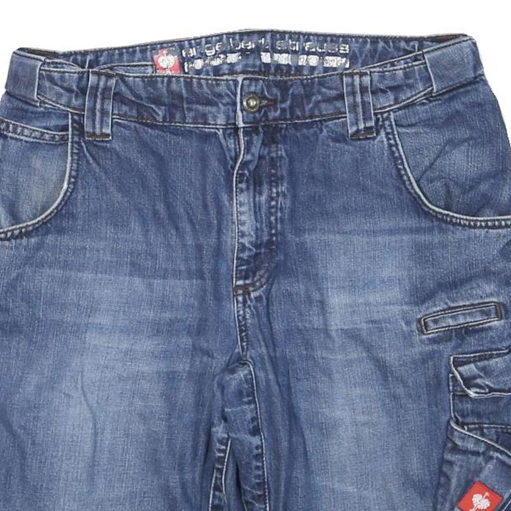 ENGELBERT STRAUSS Mens Denim Blue Cargo Shorts XL W32 Casual Workwear