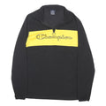 CHAMPION Mens Black & Yellow Patterned Pullover Jumper 1/4 Zip Polyester Blend L