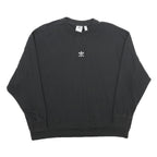 ADIDAS Womens Black Crew Neck UK 12 Sweatshirt Cotton Blend Casual Pullover