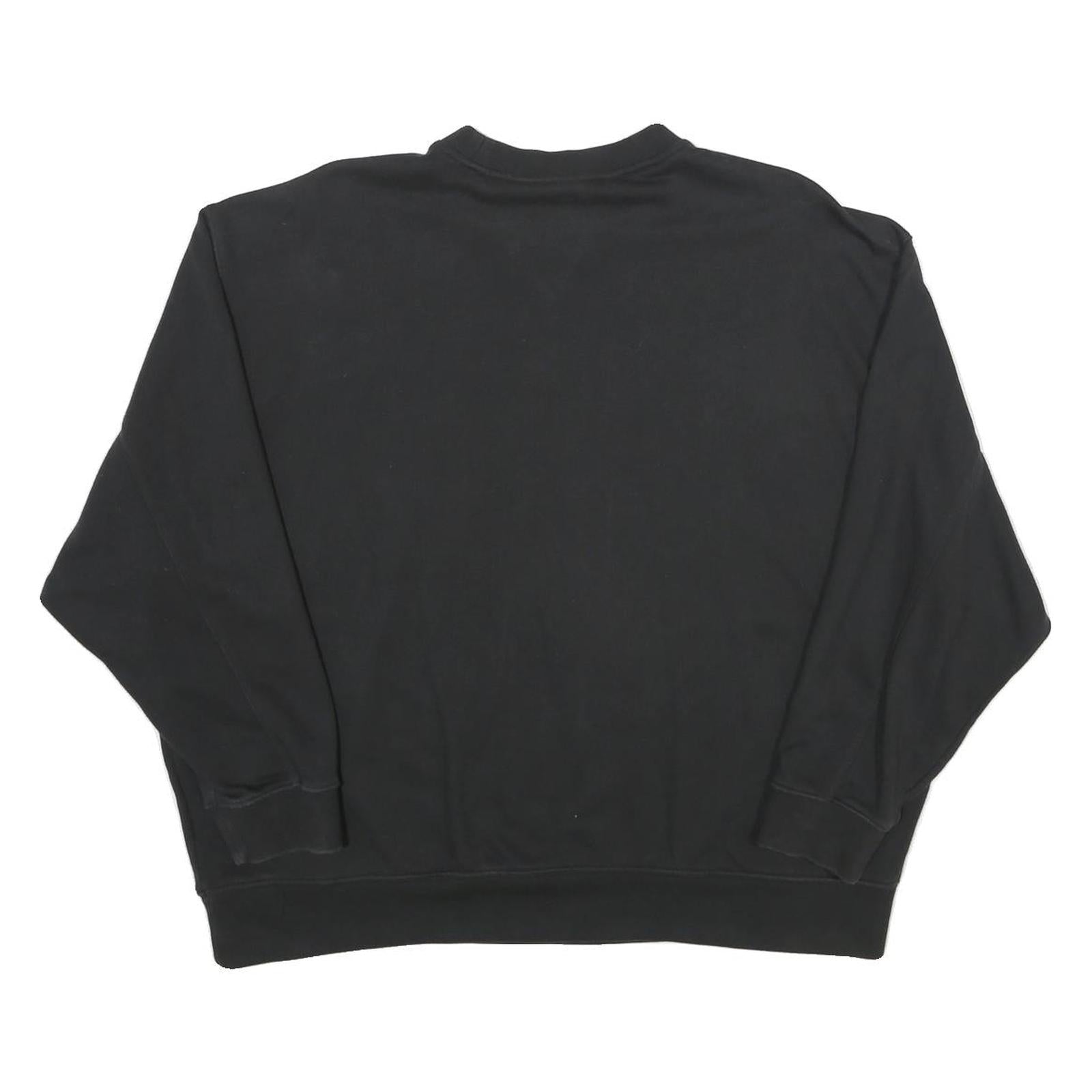 ADIDAS Womens Black Crew Neck UK 12 Sweatshirt Cotton Blend Casual Pullover