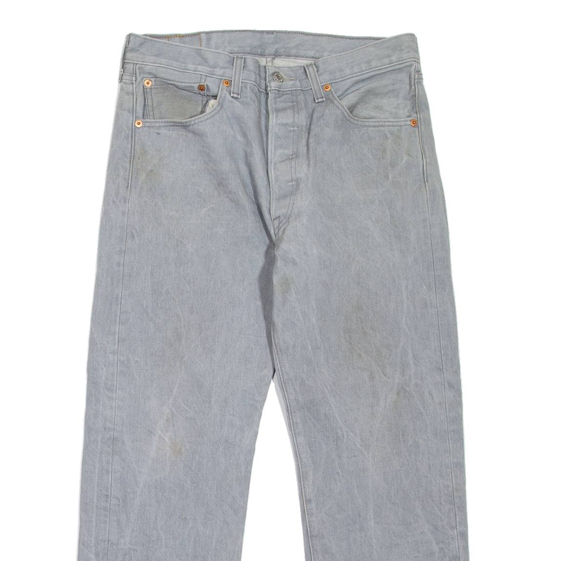 LEVI'S 501 Jeans Mens Grey Regular Straight W34 L27