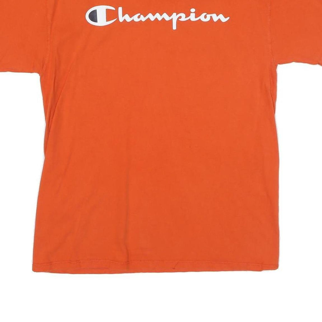 CHAMPION Mens Orange Logo Graphic T-Shirt M Short Sleeve Crew Neck Cotton Blend