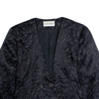 HANS ERRAS Womens Blazer Jacket Black Silk 90s UK 14