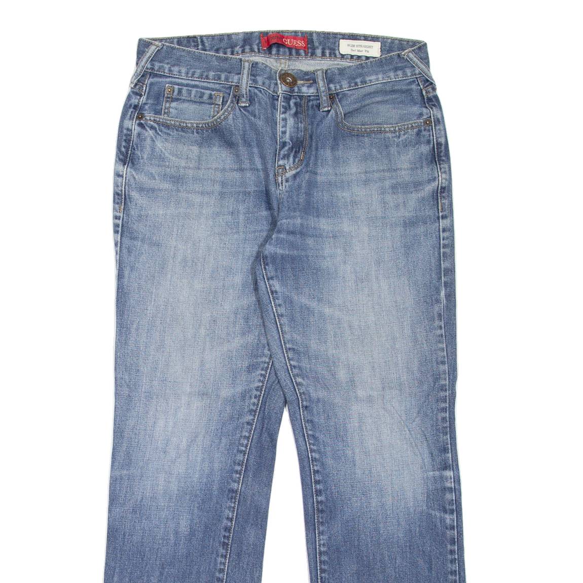 GUESS Del Mar Fit Mens Jeans Blue Slim Straight Stone Wash W30 L27