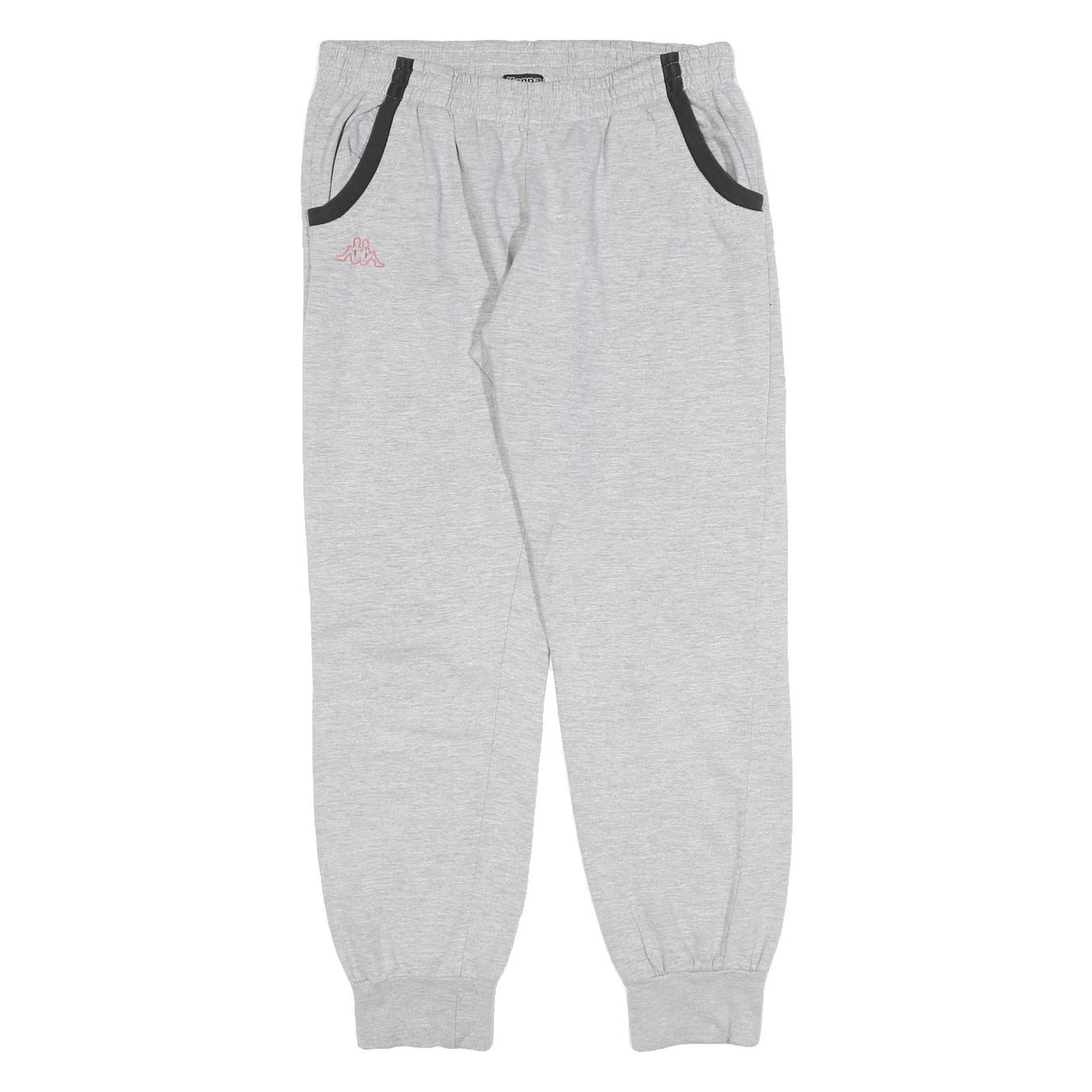 KAPPA Womens Joggers Grey & Black Slim Tapered XL W32 L28 Casual Sportswear