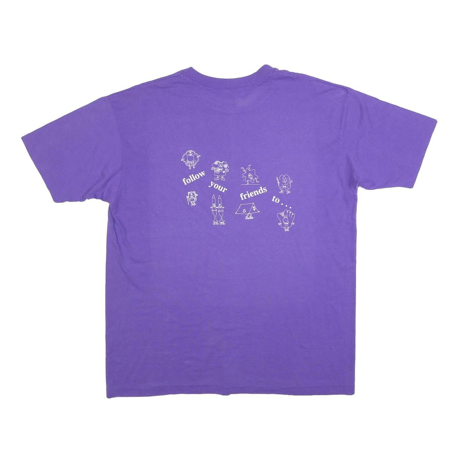 HANES Mens Purple Staff Camp 91 Graphic T-Shirt XL Short Sleeve Crew Neck
