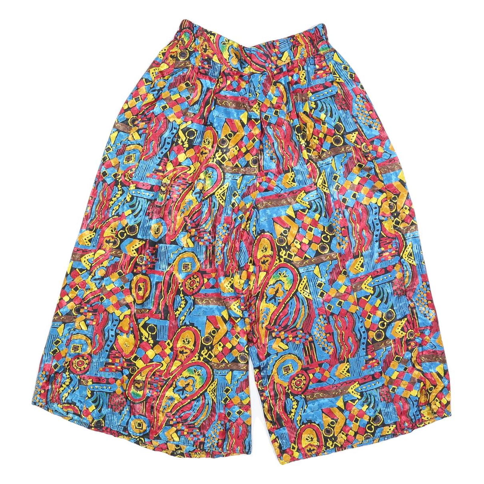 Womens Colourful Casual Patterned Shorts XS W24 Elastic Waist Polyester Blend