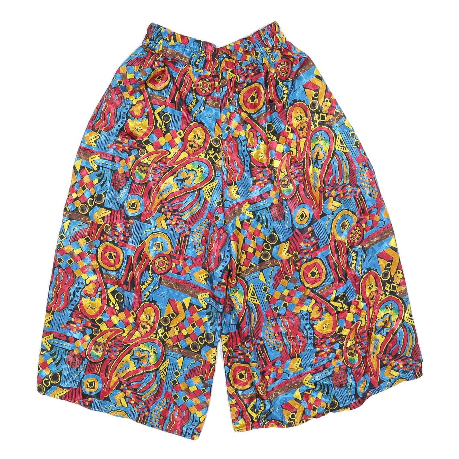 Womens Colourful Casual Patterned Shorts XS W24 Elastic Waist Polyester Blend