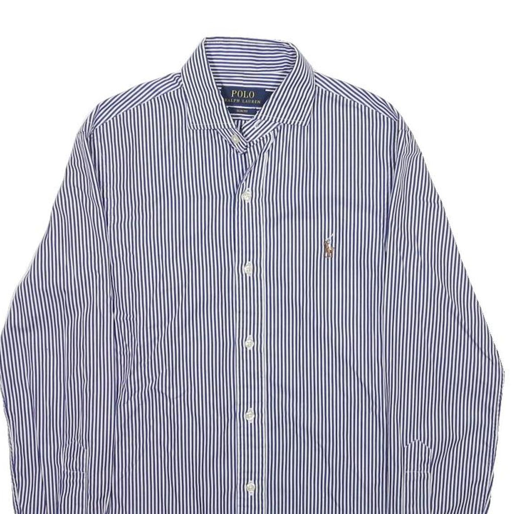 POLO RALPH LAUREN Mens Blue Striped Shirt XS Slim Fit Cotton Classic Casual
