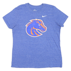 NIKE Womens Blue & Orange Boise State Broncos Graphic T-Shirt S Crew Neck Short