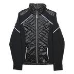 MICHAEL KORS Womens Black Nylon Quilted Jacket M Reflective Trim Zip Up