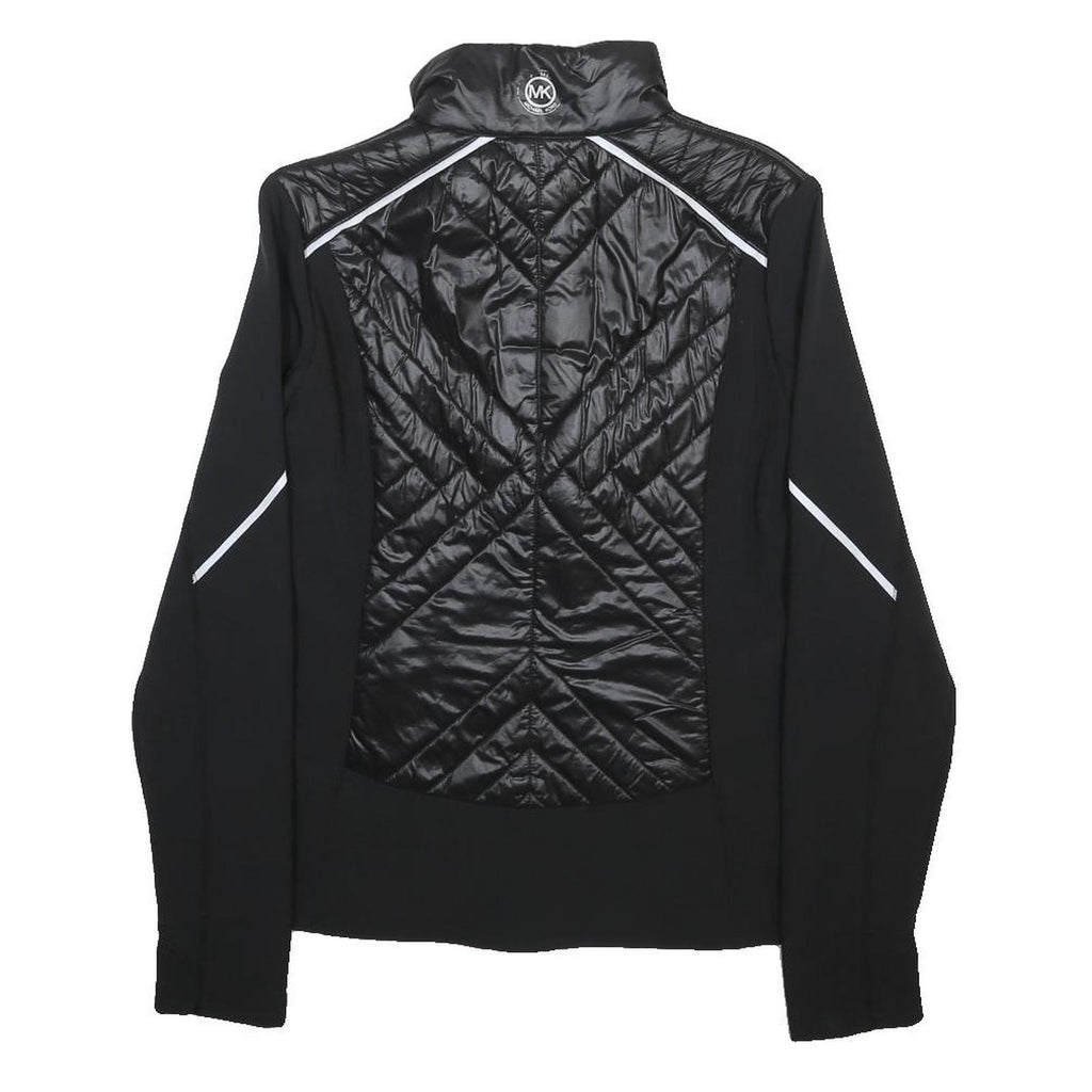 MICHAEL KORS Womens Black Nylon Quilted Jacket M Reflective Trim Zip Up