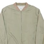 CARLOFF Mens Beige Bomber Jacket L Polyester Blend Plain Zip Closure Casual