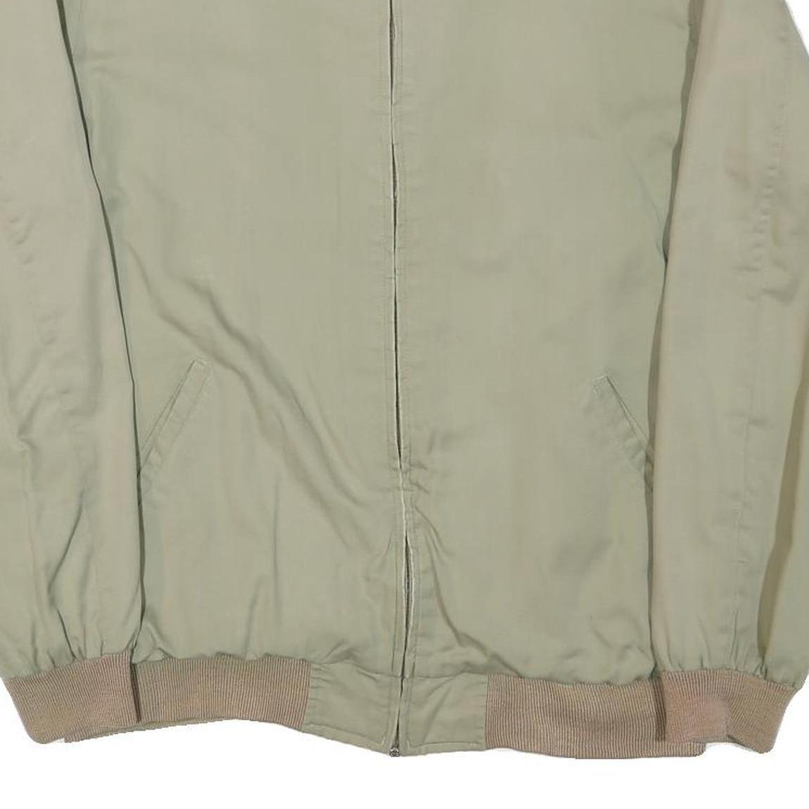 CARLOFF Mens Beige Bomber Jacket L Polyester Blend Plain Zip Closure Casual